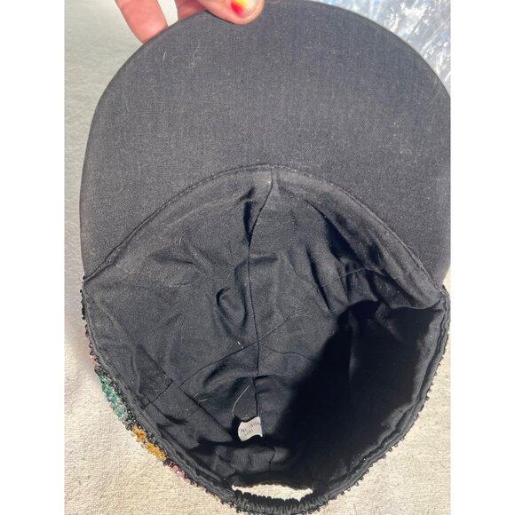 Vintage Sequin Mosaic Patterned Cap With Black Base For Adults - Picture 9 of 12